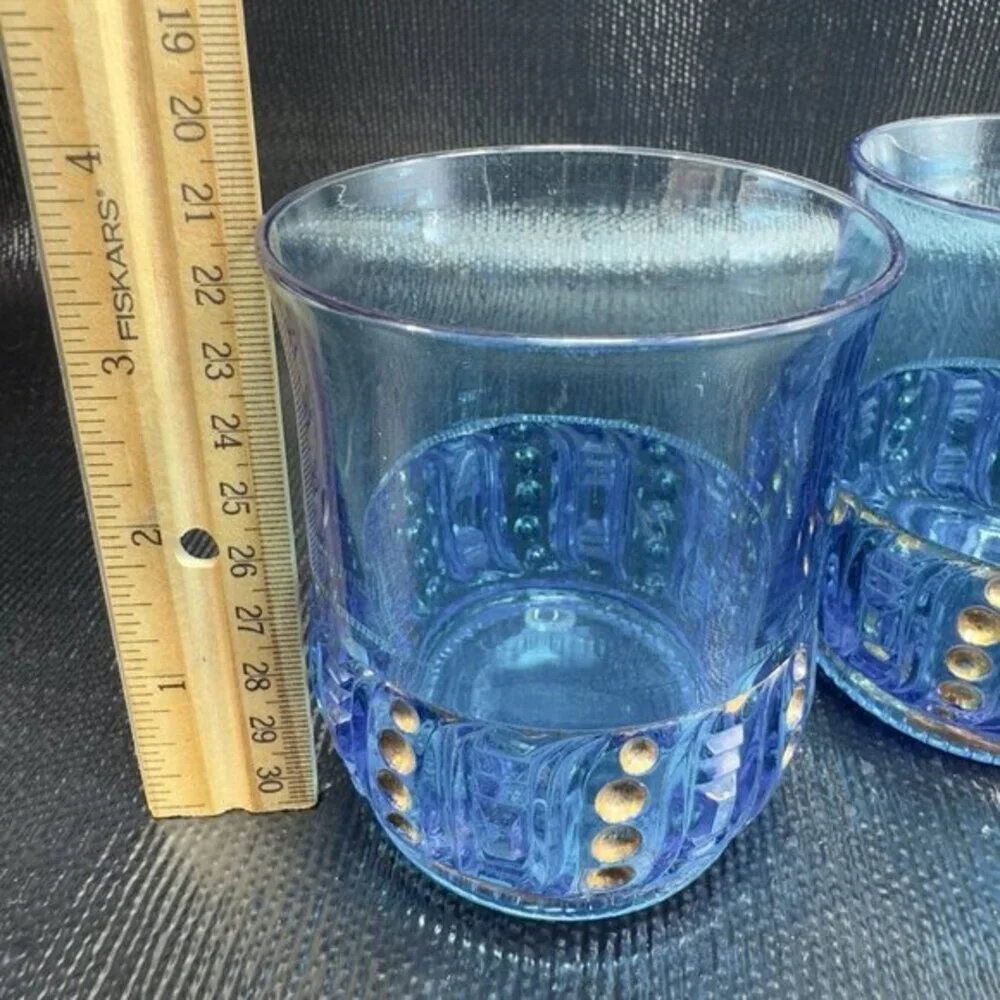 EAPG 1898 Riverside Olympia Glass Seed Pod Blue Tumblers Set‎ Manganese 365nm UV